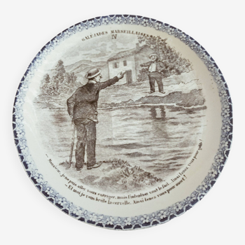 Talking plates, 19th century, iron earth, theme "Les Galéjades Marseillaises"