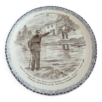 Talking plates, 19th century, iron earth, theme "Les Galéjades Marseillaises"