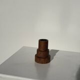 Pyramidal circular teak monoxyle candlestick H7 D5