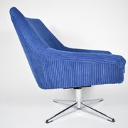 Vintage Cord armchair Shell, Deutsche Democratic Republic, DDR, 1960s, Blue