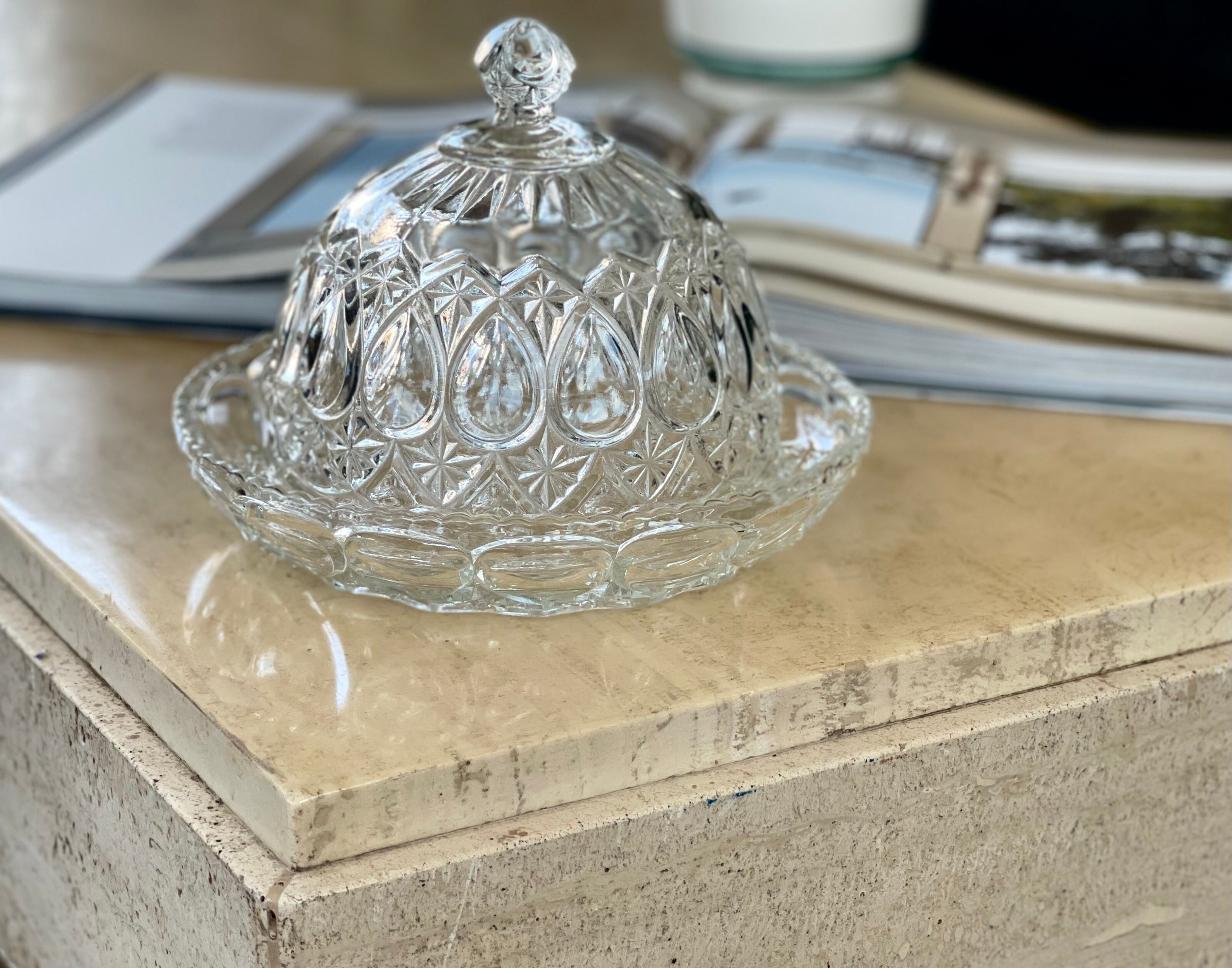 Crystal dish and bell