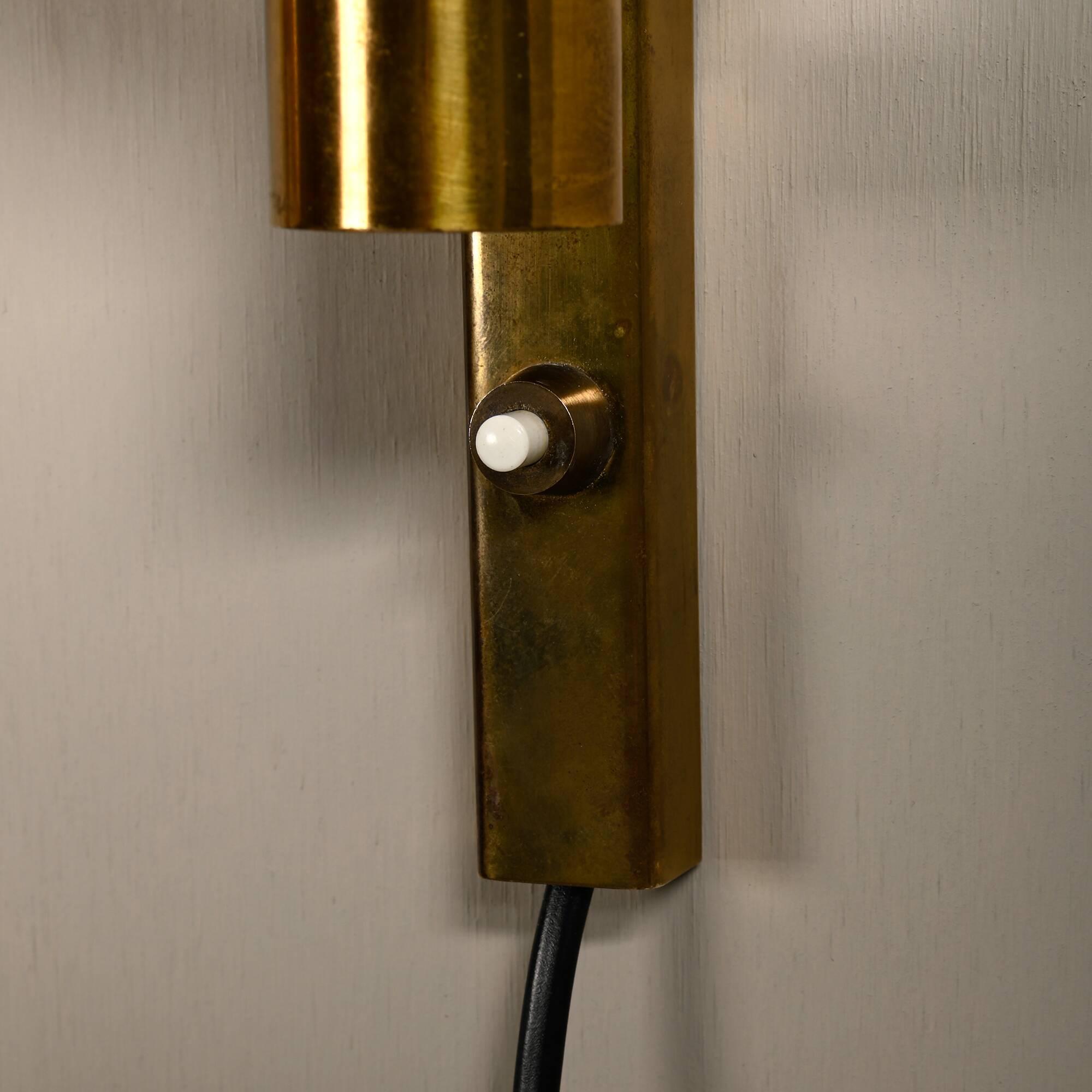Set of vintage Danish Modern Brass and Glass Wall Sconces, 1970's