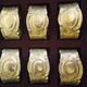 Six rounds of brass towel in their original box 1960  Art Deco