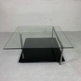 Glass coffee table 110 x 110 cm in the style of Rolf Benz and Metaform