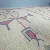 Vintage kilim rug, wool and cotton, folk art style, Poland, 1970s