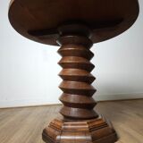 Brutalist side table in solid oak, circa 1950.