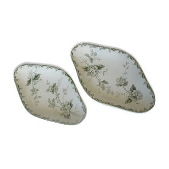 Lot de 2 raviers, modèle "rosette" de st amand , terre de fer
