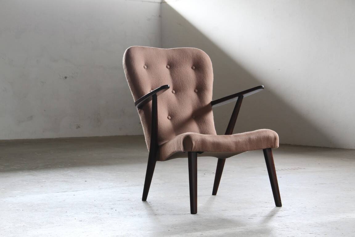 Vintage mid-century lounge chair Danish style of Arctander or Henry Schubell