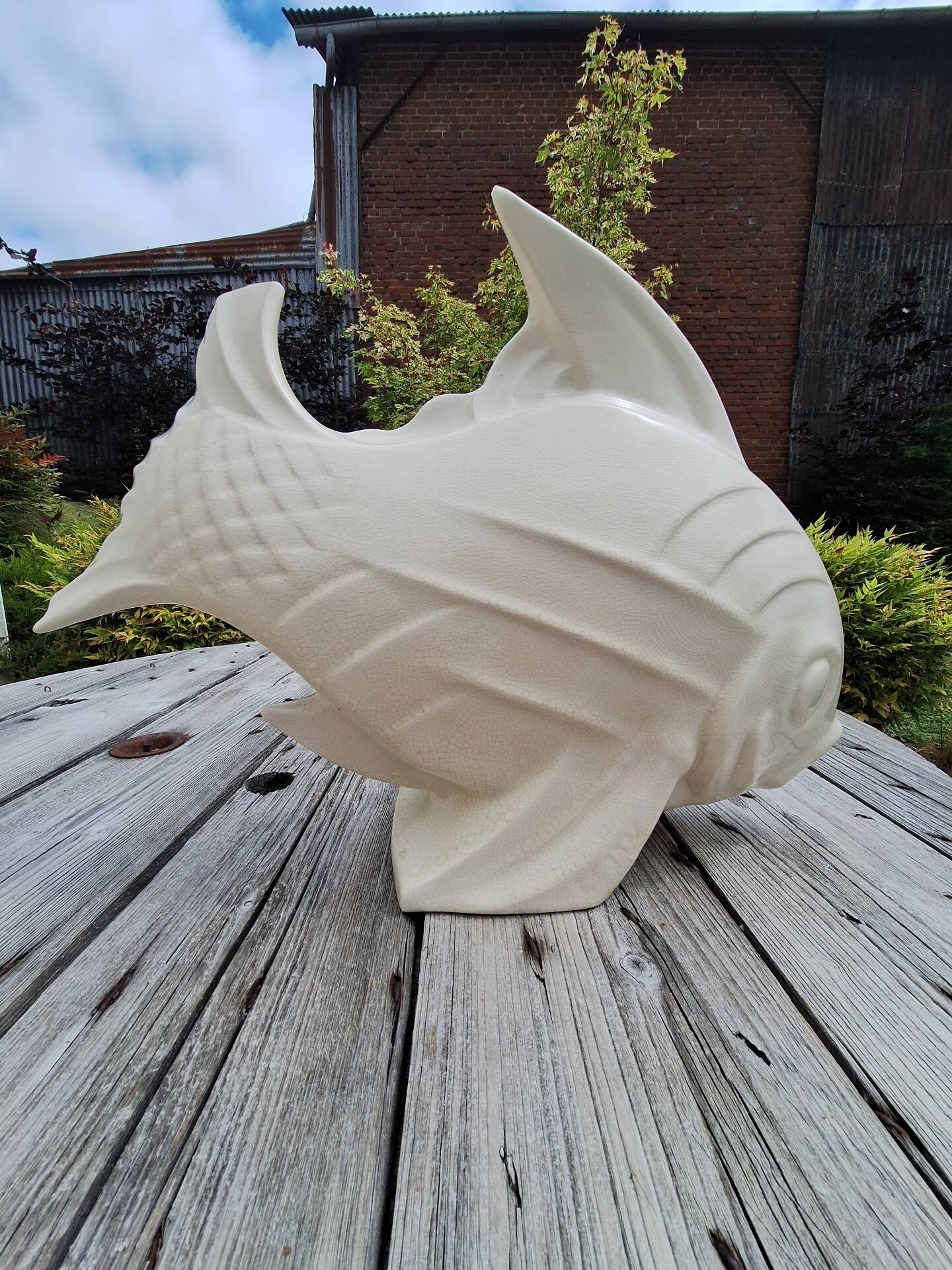 Poisson en céramique Art déco signé Lejan