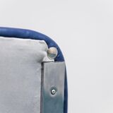 Set 4 chairs eco leather blue metal chrome 70