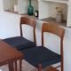 4 vintage Scandinavian chairs in teak and blue fabric - Model 26 by Henning Kjærnulf
