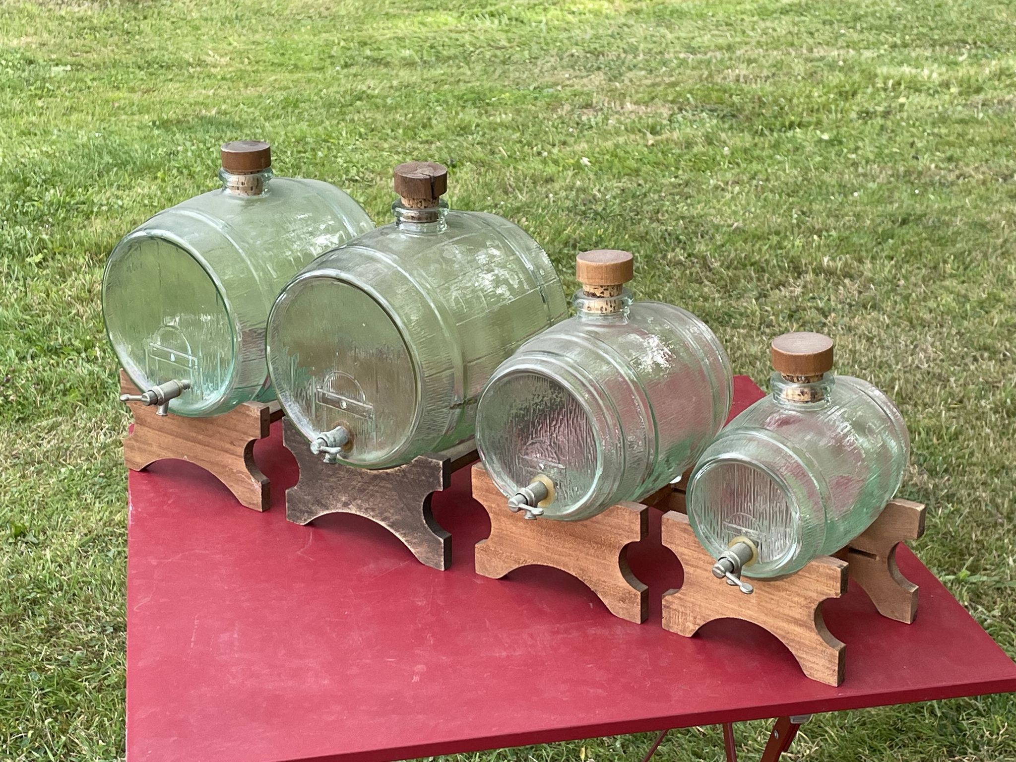 Set of 4 glass barrel