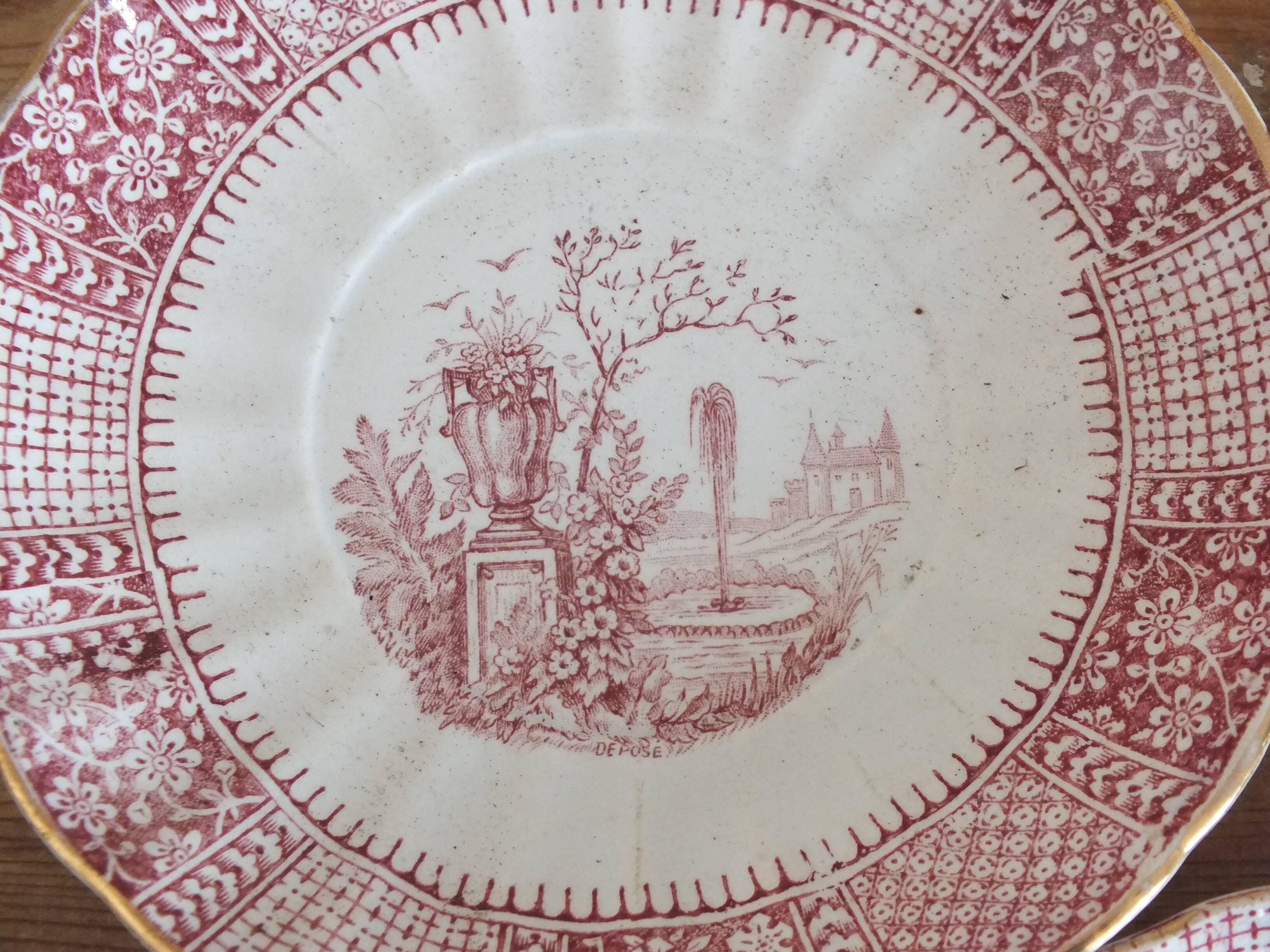 3 old Pexonne cups, Egyptian decor