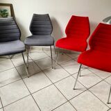 Pair of Mauï soft kartell red chair design Vico Magistretti