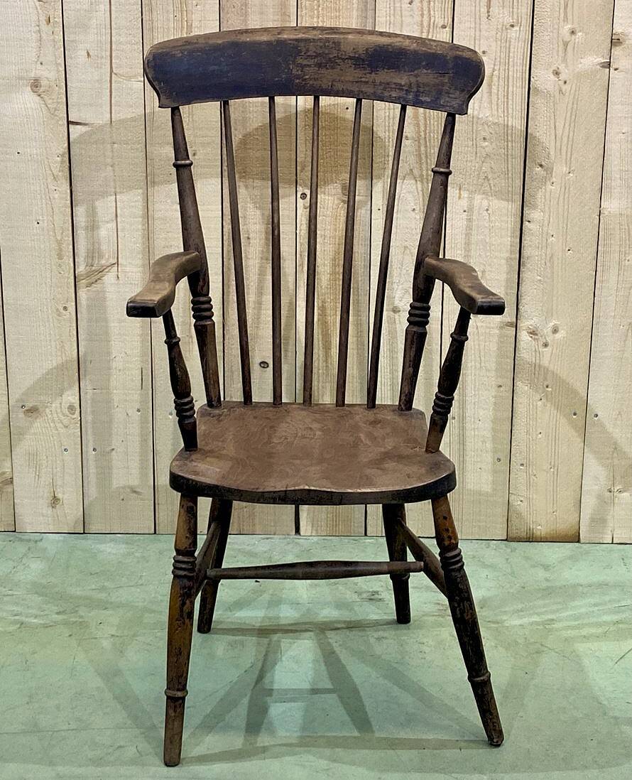 Fauteuil anglais en orme de la fin du XIXème