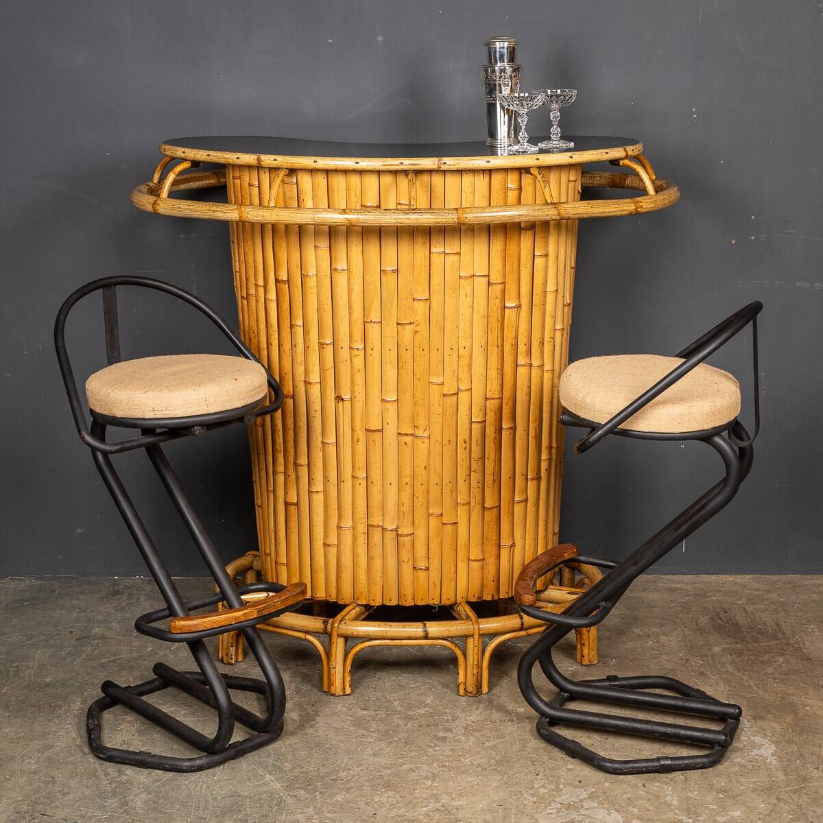20thc italian standing bamboo tiki bar c.1960