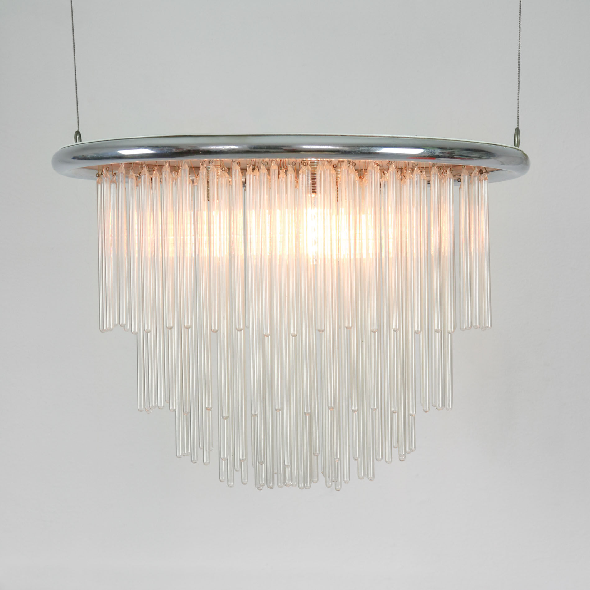 Minimalist handblown glass chandelier, 1970s