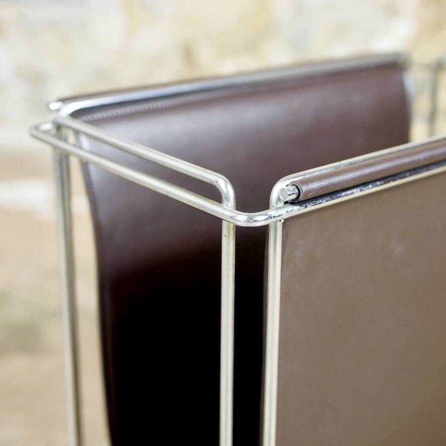 Gérard Rignault faux leather and metal magazine rack