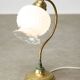 Mid Century Italian Table Lamp in Brass and Etched Glass
