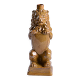 Vase - Bouteille ancienne zoomorphe lion en grès émaillé signée Gps