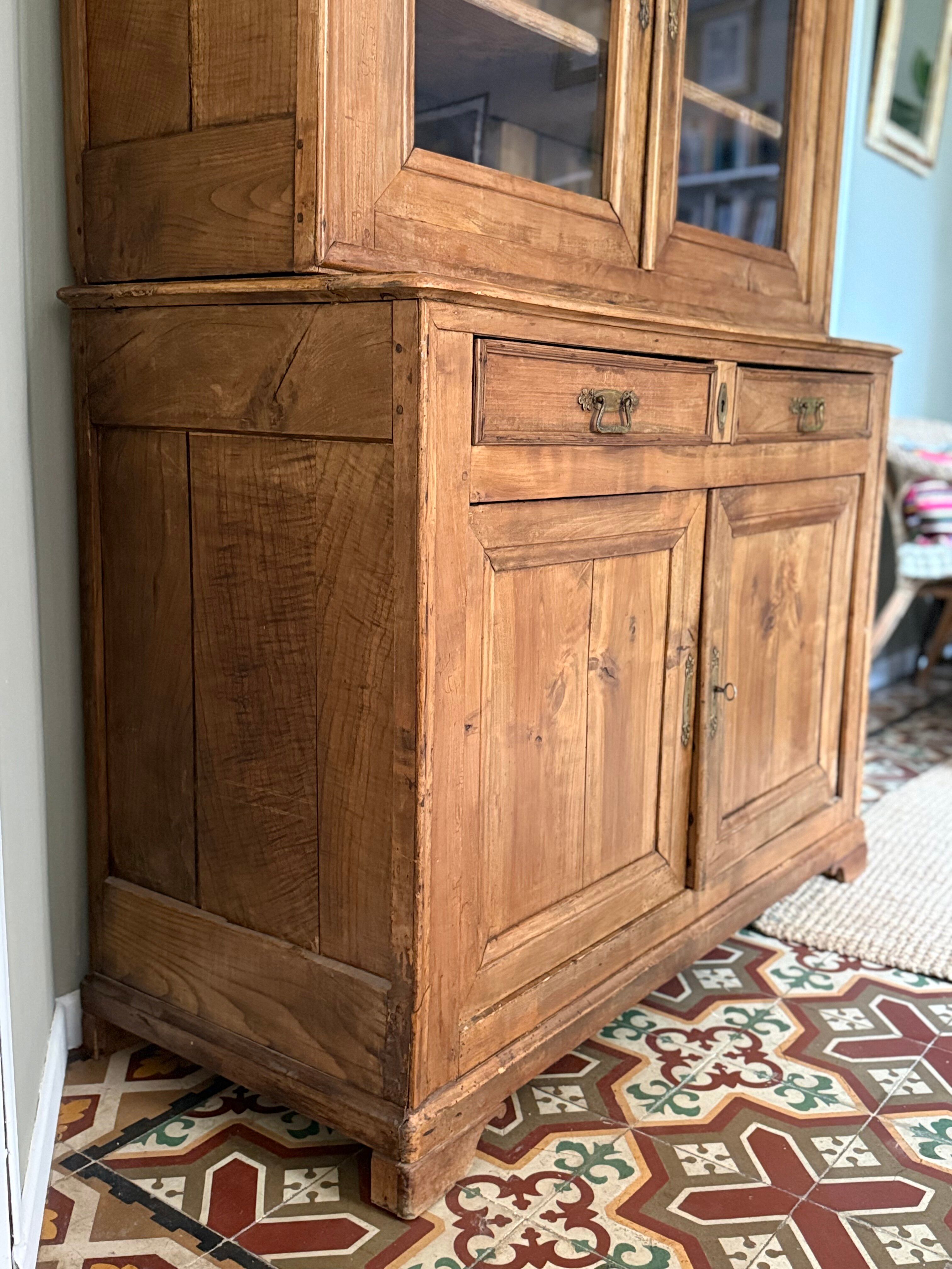 Antique two-body buffet in solid wood