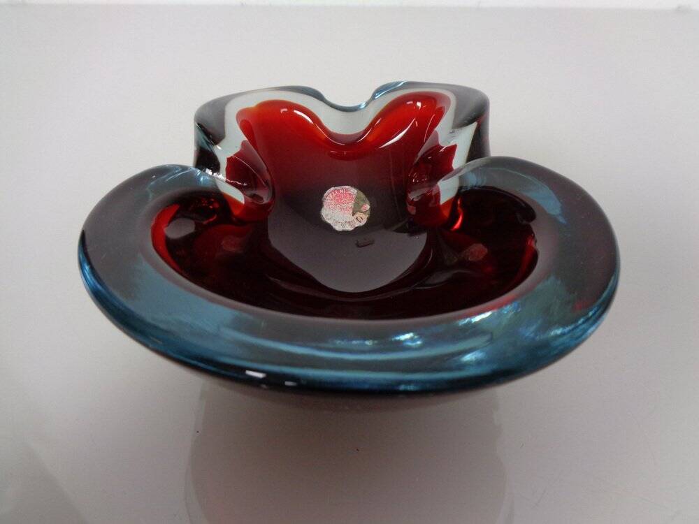 Sommerso Murano Glass Ashtray, Italy, 1960s