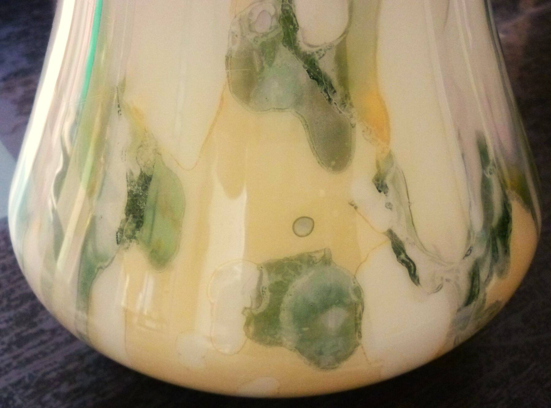 Large vase, blown glass with colored inclusions, Murano design from the 80s