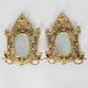 Pair of Antique Brass Wall Sconces with Mirror