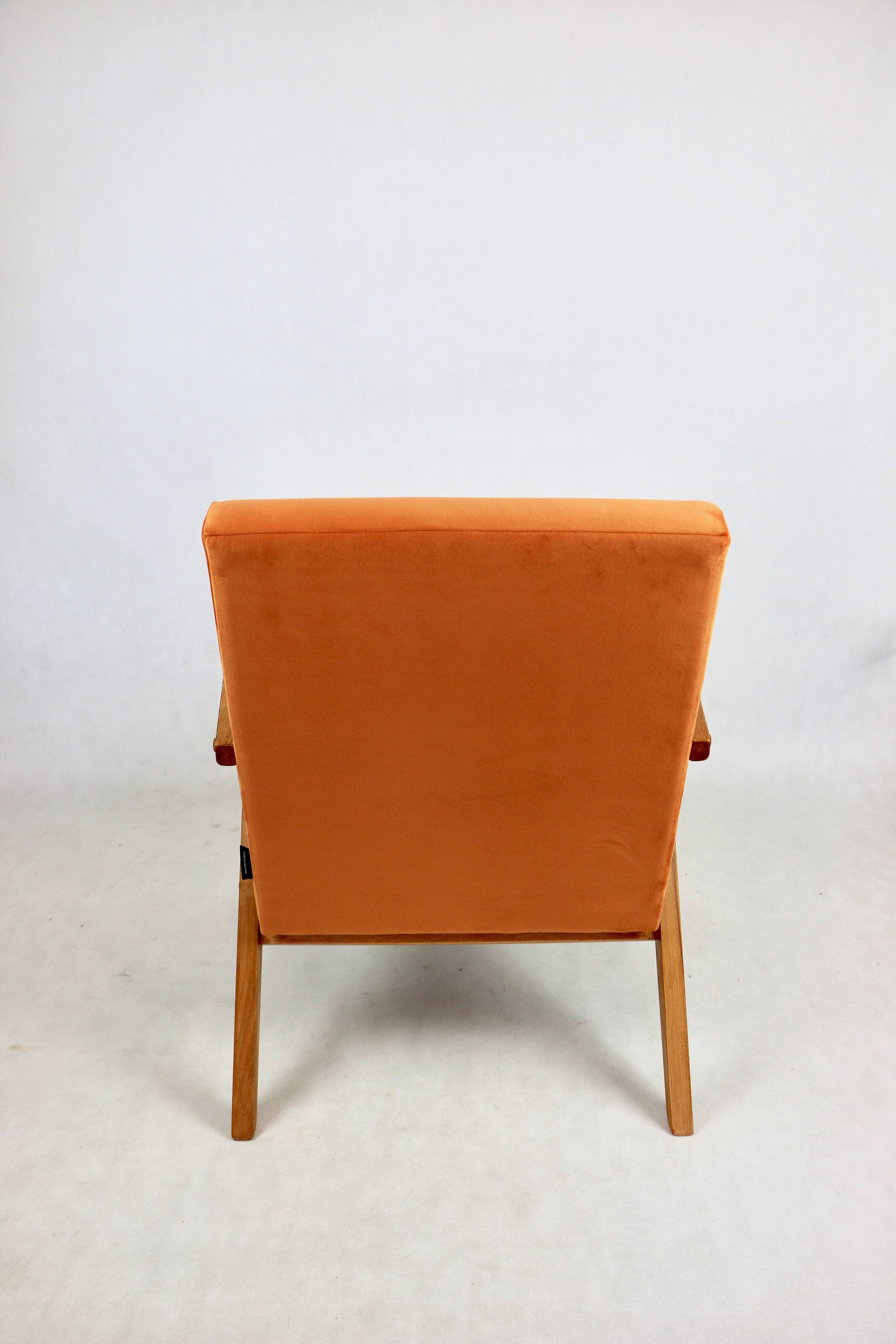 Vintage armchair VAR B-310 orange velvet fabric - 2 pieces available