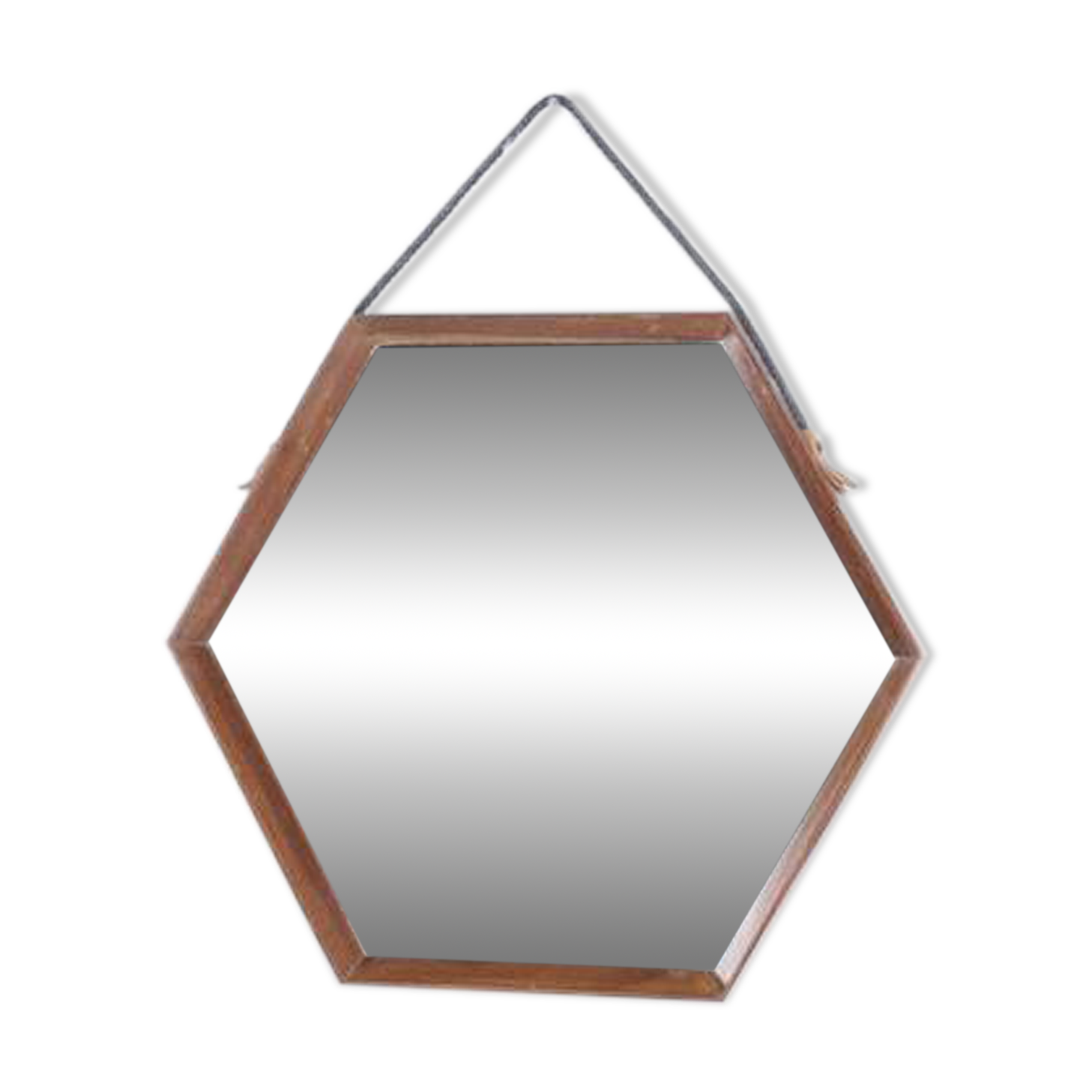 Octagonal Scandinavian teak mirror from the 1960s