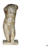 Statue torse d'homme en plâtre patiné vintage, grande statue grecque, déco