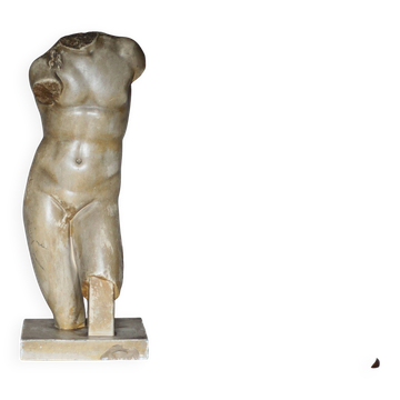 Statue torse d'homme en plâtre patiné vintage, grande statue grecque, déco
