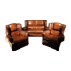 Lot de 3 fauteuils anglais en cuir des années 1950