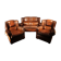 Lot de 3 fauteuils anglais en cuir des années 1950