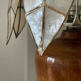 Mother-of-pearl and olive wood lamp