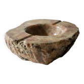 Vintage ashtray in alabaster from the 1960s, hand-carved Italian stone, textured raw design, sculptural table decoration, elegant and timeless gift idea.