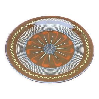 Puigdemont dish Enamelled polychrome terracotta with decoration spirals 1960s