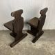 Pair of brutalist oak stools