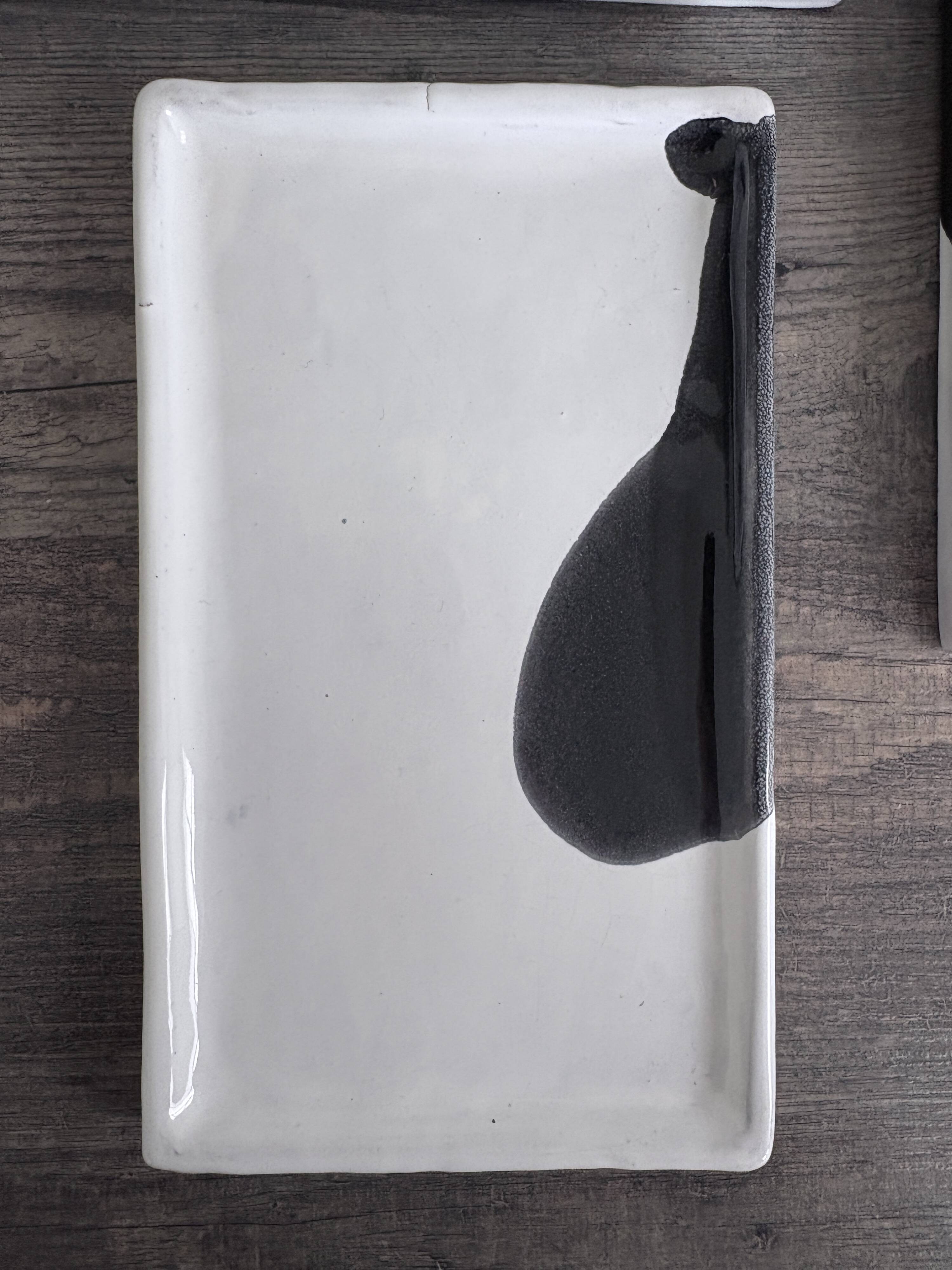 Lot of 4 rectangular glazed terracotta plates.