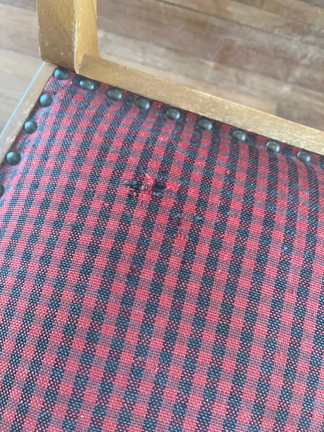 70s armchair chair in Vichy fabric