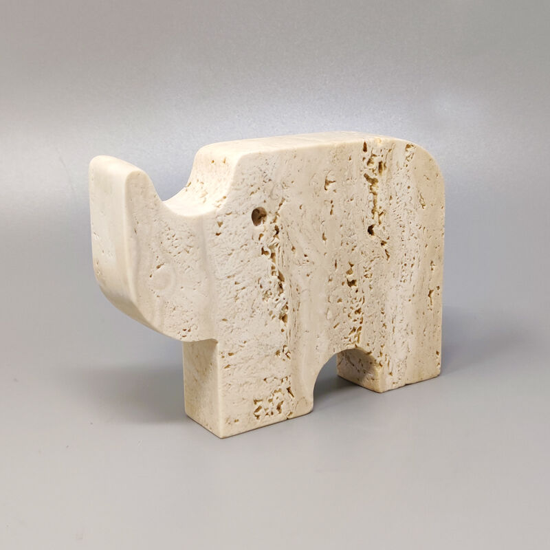 Travertine rhinoceros sculpture 1970
