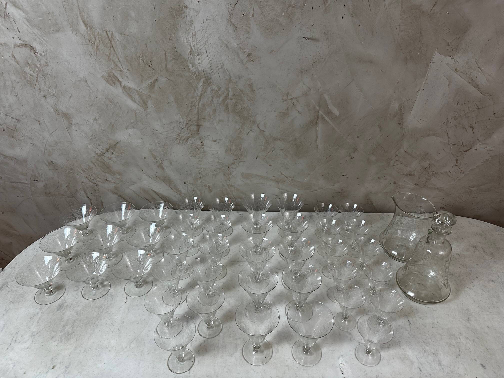 A lot of crystal glasses
