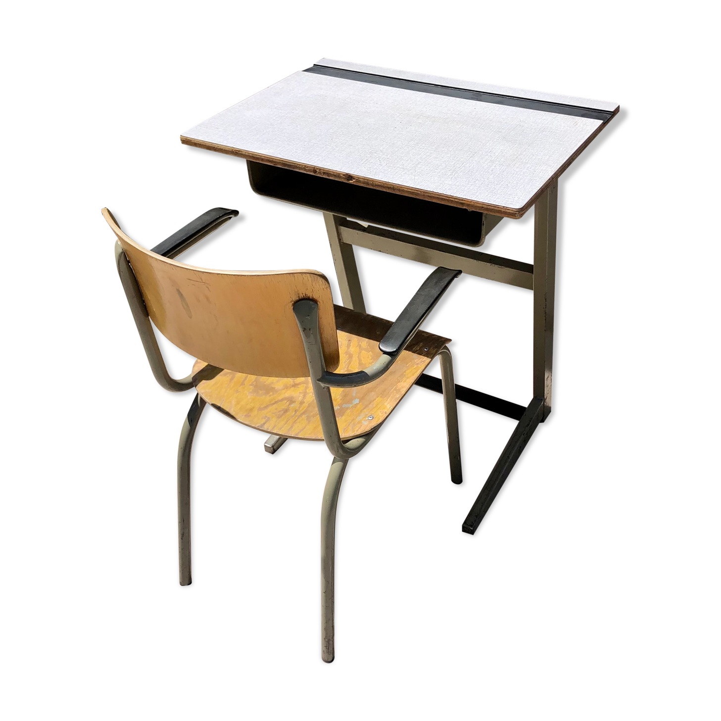 Vintage elbe industrial school office 1960 & tubax chair