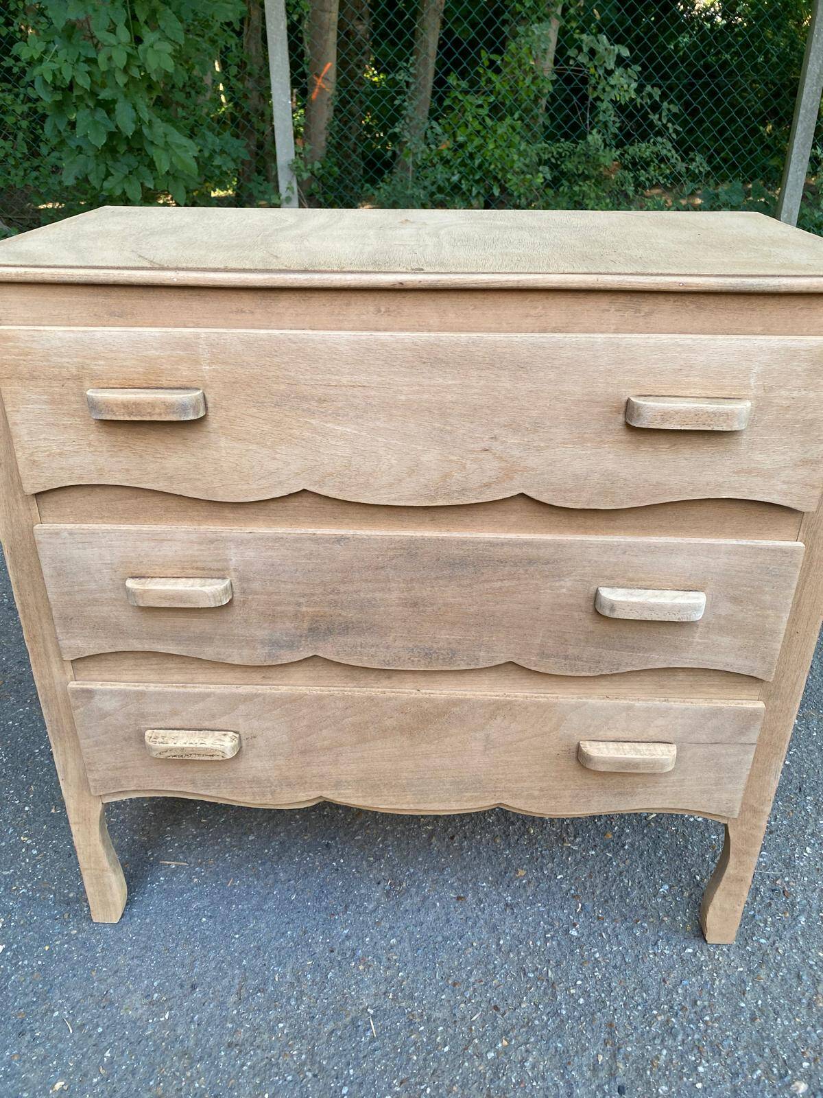 Commode art déco rénovée en bois brut 1930