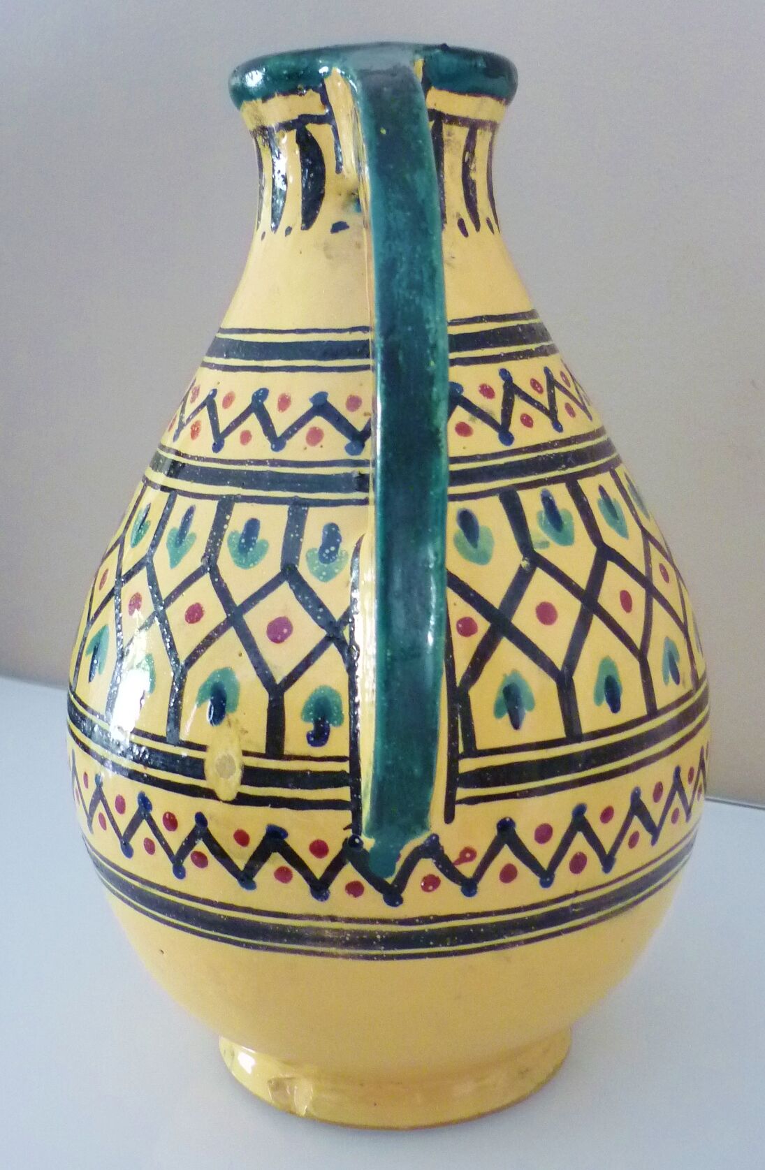 Ceramic vase Tunisia Nabeul, signed Ben Sedrine-El Kharraz, art deco, circa 1940