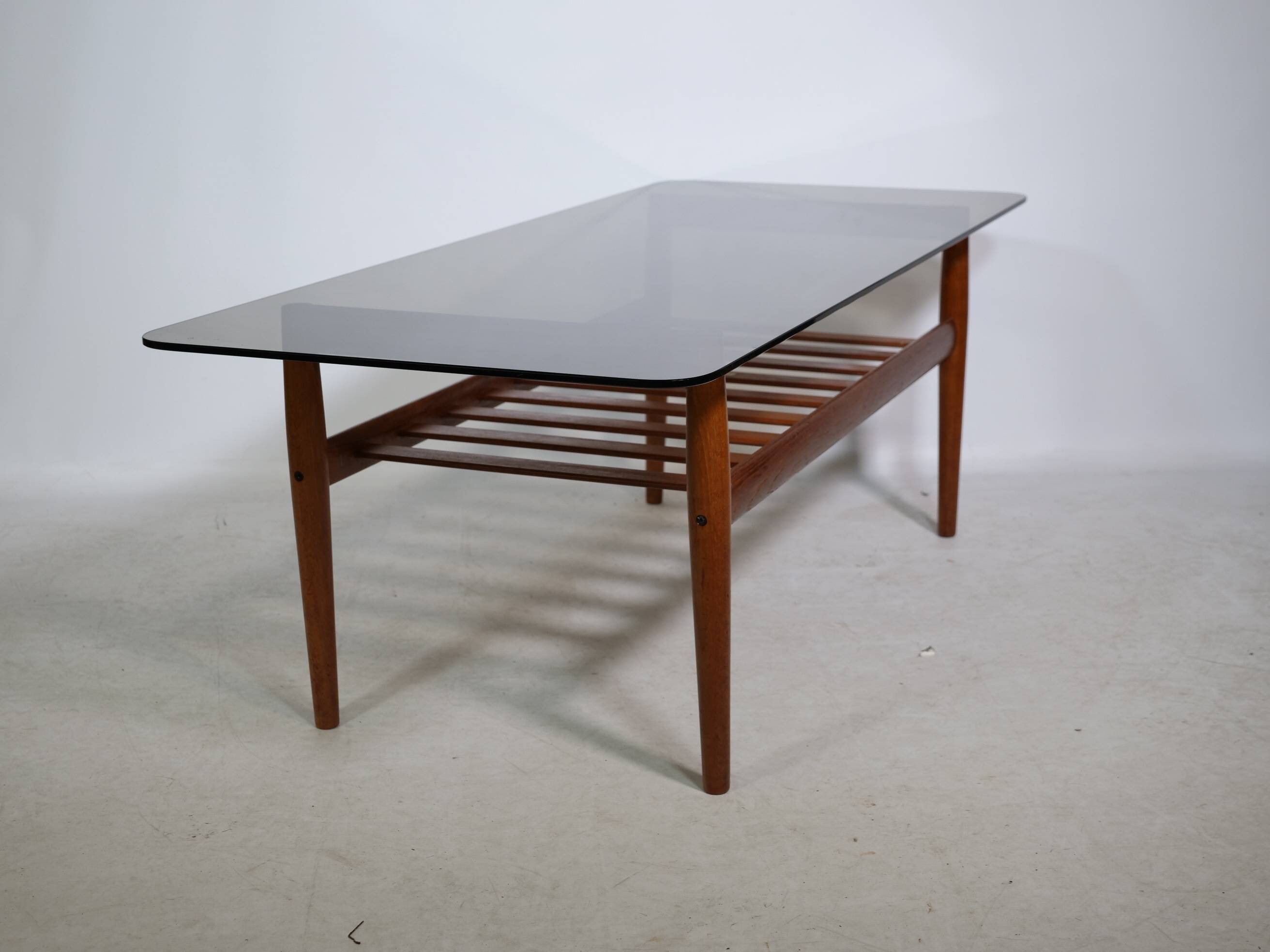 Mid-Century Design Teak Coffee Table with Smoked Glass by Möbel Mann, 1960s