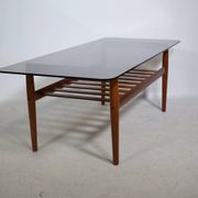 Mid-Century Design Teak Coffee Table with Smoked Glass by Möbel Mann, 1960s