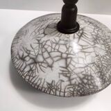 Postmodern Handmade Grey Raku Ceramic Table Lamp, Signed, Italy