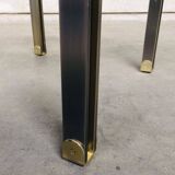 Steel and brass square coffee table, Belgium, 1980s