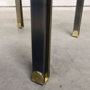 Steel and Brass Square Coffee Table, Belgium, 1980s